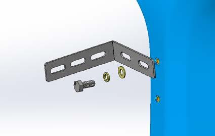 Attach bracket to the panel using one M8 x 25 Hex bolt(o), one 5/16" lock washer(u) and