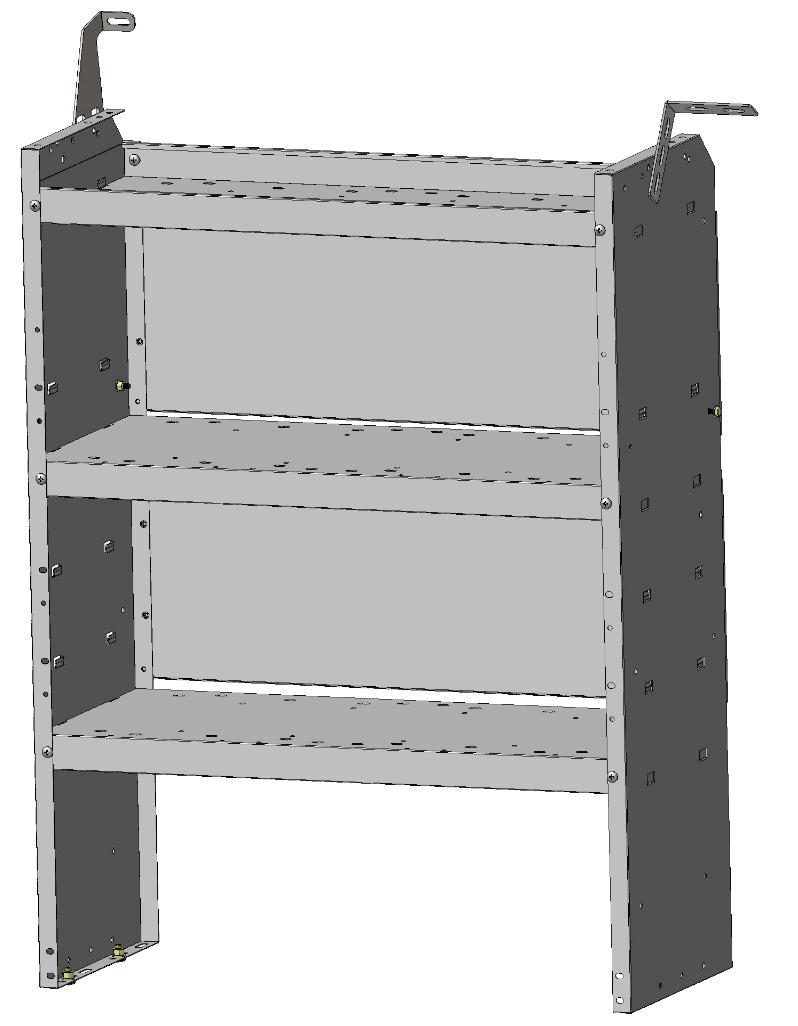 4016L-43-001 plates mounted to the bottom of the shelf allowing the shelf to be offset from the D rings.