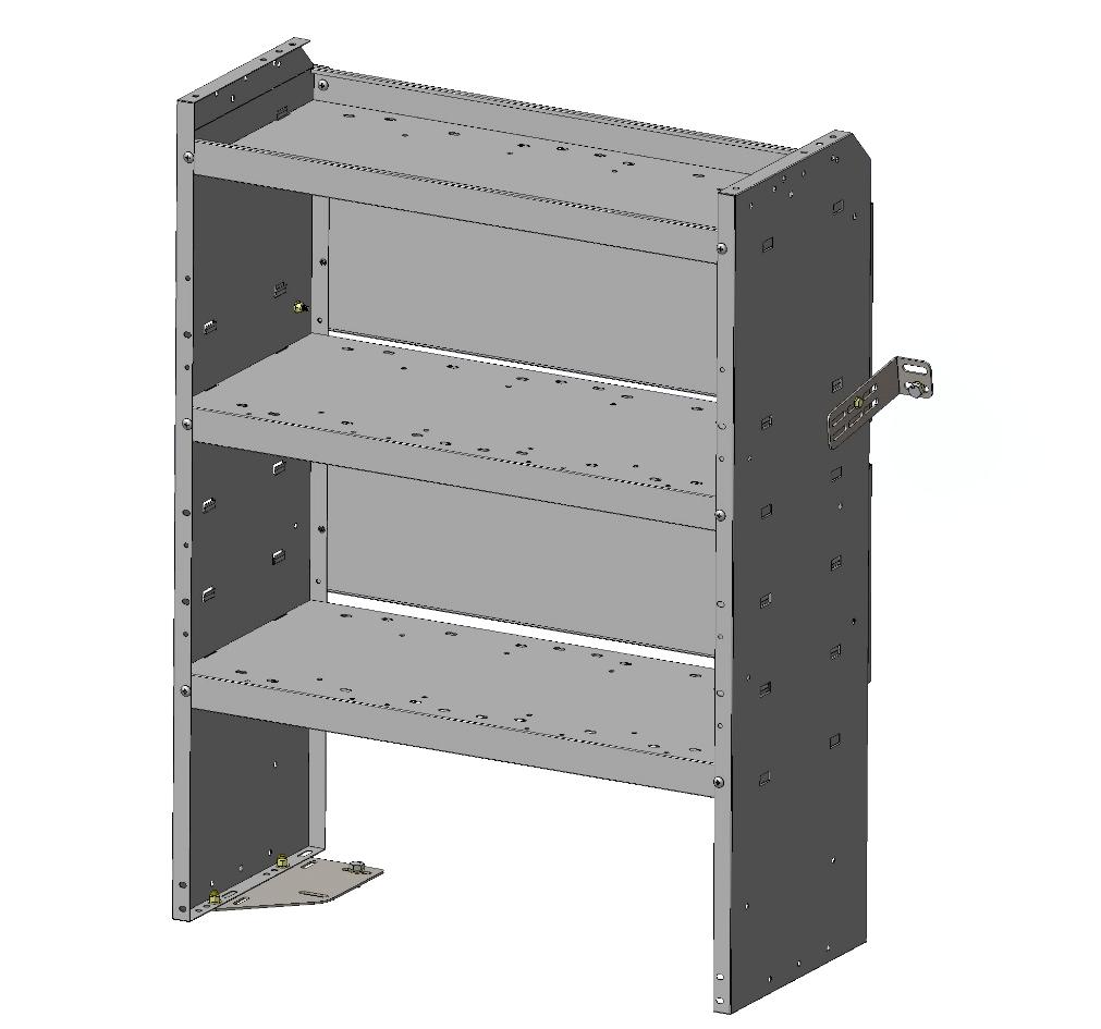 4832L Installation Instructions for Ford Transit Connect WARNING: LIFT, DO NOT DRAG THE SHELF UNIT INTO POSITION Step 1 Assemble 4832L Step 2 Attach 4016L-43-002 (bracket) to the rear side of the