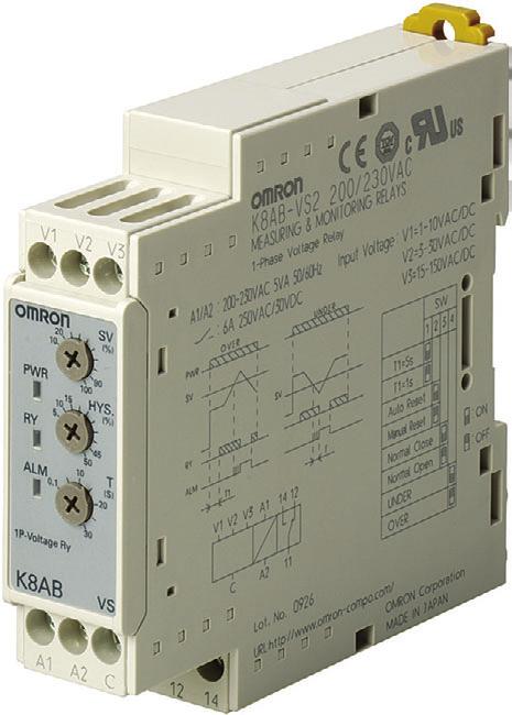Single-phase Voltage Relay CSM DS_E_3_1 Ideal for voltage monitoring for industrial facilities and equipment. Monitor for overvoltages or undervoltages.