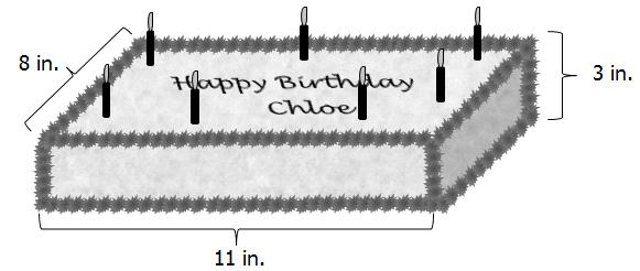 A π 8 2 7 B π 16 2 7 C 2π 8 2 + 2π 8 7 D 2π 16 2 + 2π 16 7 6 Chloe is having a birthday party and her mother needs to know if there is enough cake