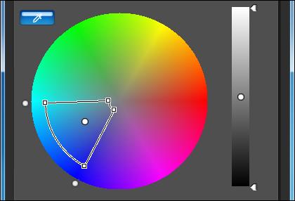 adjustment point selected in step 2 The selected color is displayed as an adjustment point [ the color wheel.