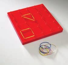 Say: With your partner, make a rectangle on the Geoboard that is units high and 3 units wide. Have students work with their partners to create the rectangles.