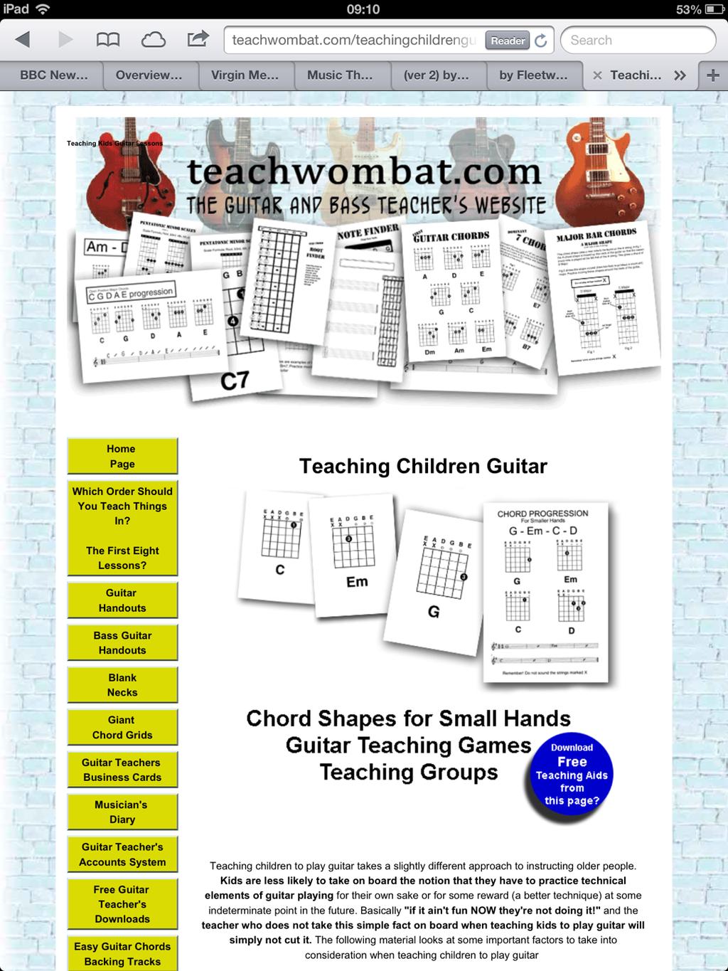 G Em C and D You can download this certificate Free from teachwombat.com On to the next chord sequence which has a backing track that features two bars each of the above chords.