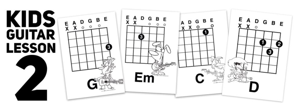 Make sure the guitar is in tune Spend some time making sure that the child can move between the G and Em chords covered during the previous session (this lesson can be a good time to introduce the
