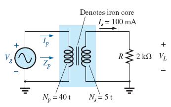 EXAMPLE 3 For the iron-core transformer of Figure: a.