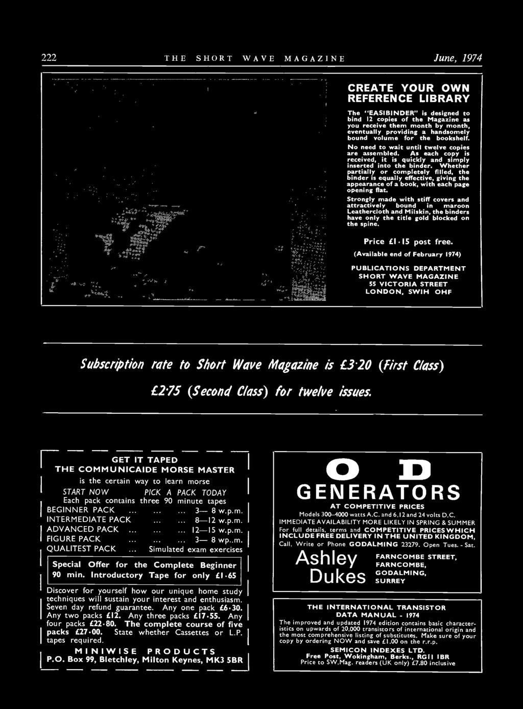 (Available end of February 1974) PUBLICATIONS DEPARTMENT SHORT WAVE MAGAZINE SS VICTORIA STREET LONDON, SWIH OHF Subscription rate to Short Wave Magazine is 3.