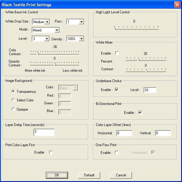 5.7.2 White Base Ink Control This panel is the