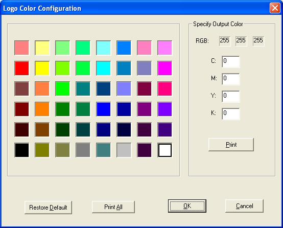 6.2 Logo Color Users can use this option to specify the CMYK combination for some fixed RGB values. This is often needed to create some pantone color.
