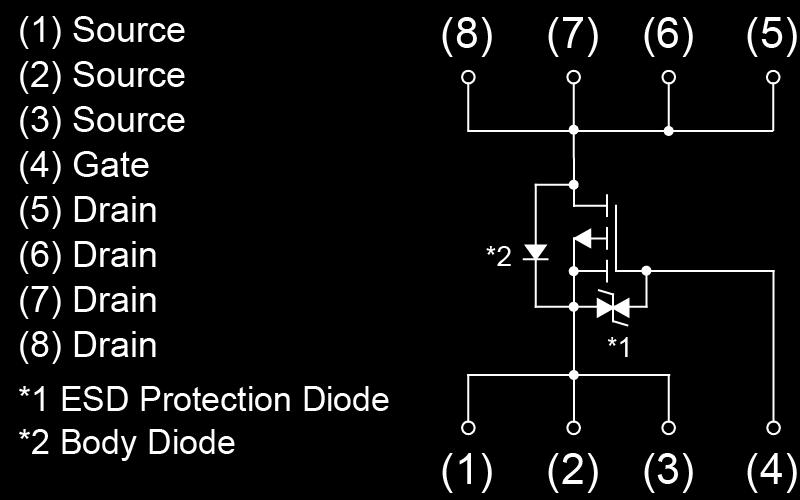 Parameter Symbol Value Unit Drain - Source voltage V DSS -30 V Continuous drain current I D ±5 A Pulsed drain current I D,pulse *1 ±20 A