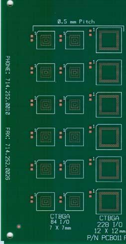 6 Test board used in demonstration of EF-A before and after BGA assembly. 2.