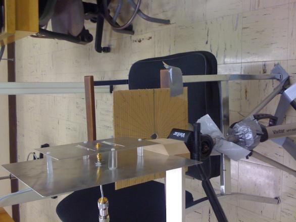 Figure 4 Setup of the radiation measurement with the transmitting antenna in the background.