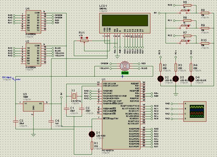 Fig. 8 Stripboard layout for driver module III. SIMULATION The electric circuit diagram of the proposed advertisement board is shown in Fig. 9. At the upper left corner of Fig.