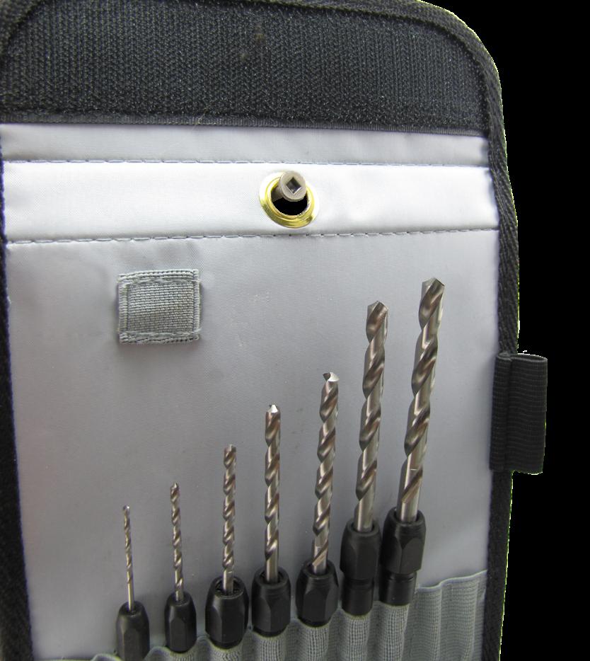 ) Shank Socket + & Stop Collars (2) Hex Keys to adjust depth of countersink(bore) & length of twist drill