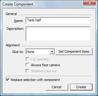 A new window called Create Component