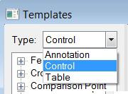 Managing control templates The template manager allows managing the list of templates.