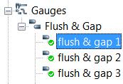 Controlling flush & gap gauges The Geometry Controls pane can be used to specify toleranced dimensional controls for a flush & gap gauge.