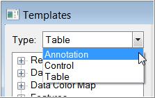 Managing annotation templates The template manager allows personalizing annotation templates, either to create a new annotation template, to set an annotation