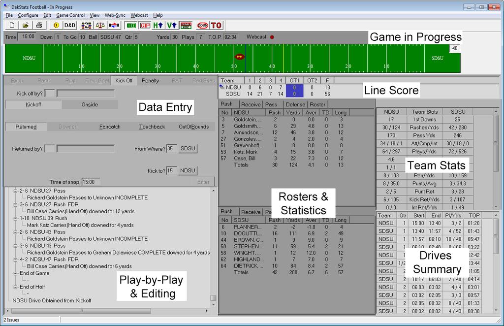 5.2 Play-by-Play Mode The DakStats Football program allows users to enter plays as they happen.