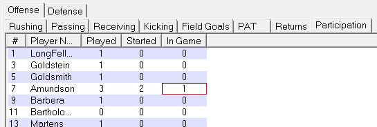 To edit or delete field goals, return to the Quarter\FG\Drive window.