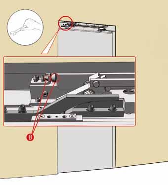 31 32 - Turn screw A to adjust door stopper for door opening. - Turn screw B to adjust door stopper for door closure.