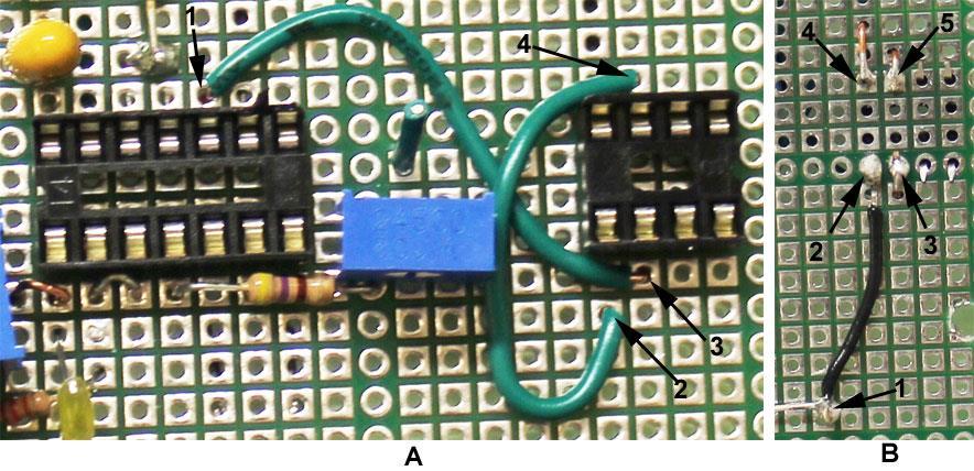 15 Figure 16 45. Insert the 8 pin DIP socket for IC3 in to the board (see Figure 16A). The pins of the socket should be inserted into the same rows of holes as the socket for IC1.