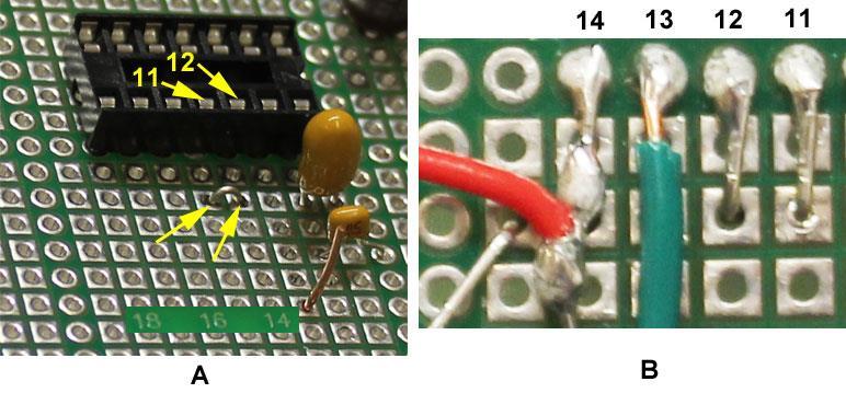 This wire will serve as a connection point for a wire leading to the output pin of the IR receiver module (IC2). Figure 7 21.