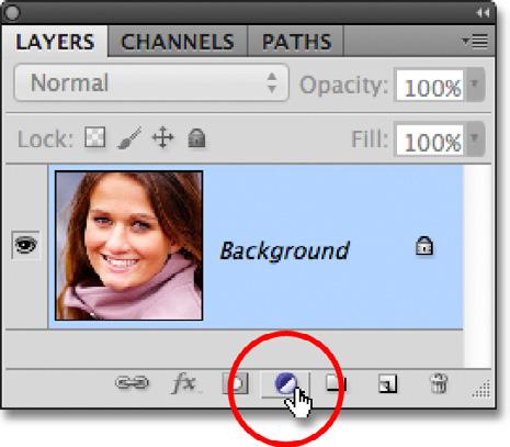 To brighten the woman s eyes, the first thing we need to do is add a Levels adjustment layer above the image.
