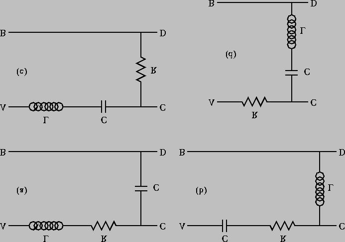 Quiz 2 1. RLC Circuits You should recognize the circuits shown below from Experiment 5 and Gingrich s notes. Given below are several possible expressions for transfer functions for such circuits.