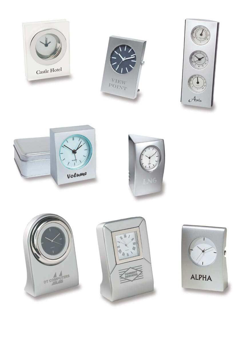 14-1899 Glacier Alarm Clock Finished in frosted acrylic with polshed metal surround. Supplied with battery. Print Area - 45 x 12mm 25-12.70 50-12.53 100-12.