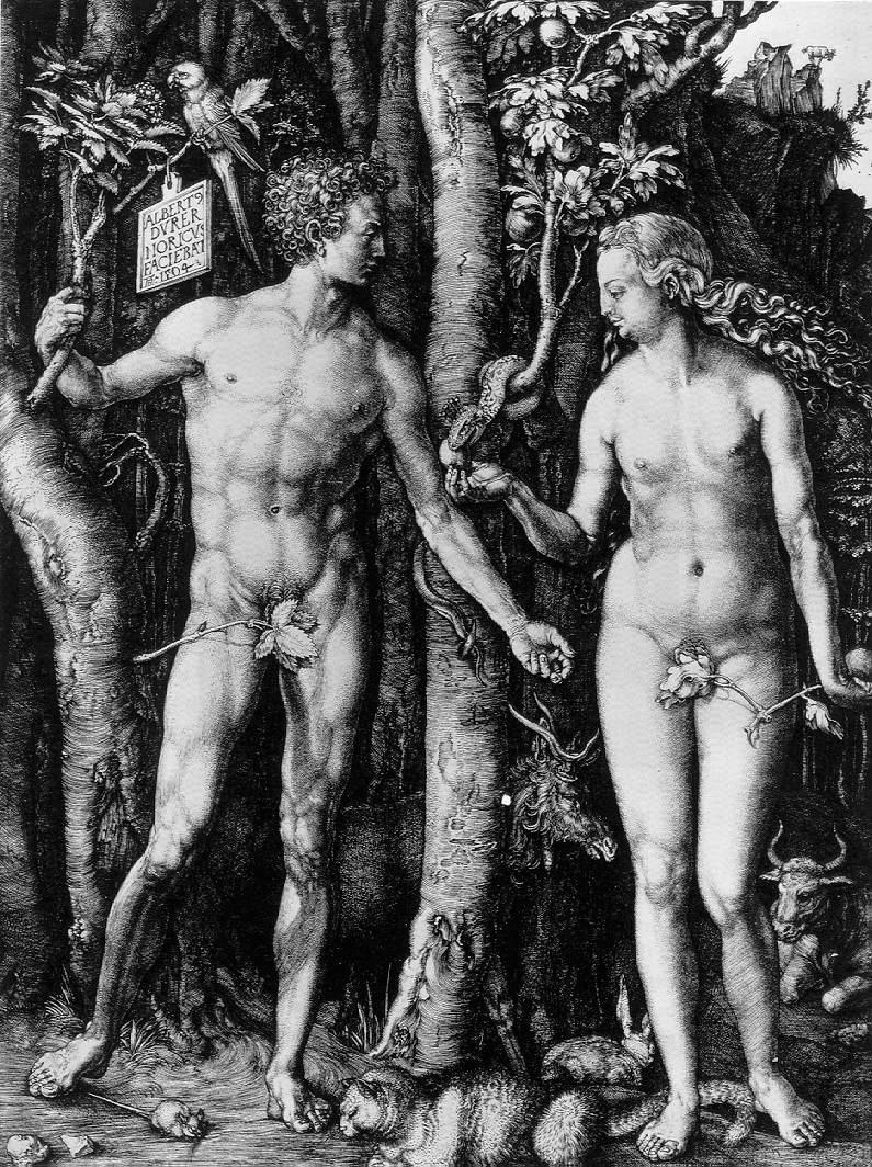 Dürer, Adam and Eve 10. Which of the following statements BEST reflects the above woodcut? (A) It contains humanistic elements.