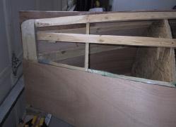 The plywood has to be forced into place in this area, and you may have to use C clamps, sheet-rock screws, to bring the plywood into the right shape.