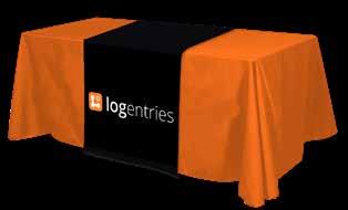 Our new versatile table throws fit both 6' and 8' tables and are completely custom printed.