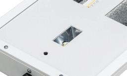 higher rack or aisle areas and escape routes up to 2 metres The mid-bay (wide-beam optic) EL option provides a square light distribution.