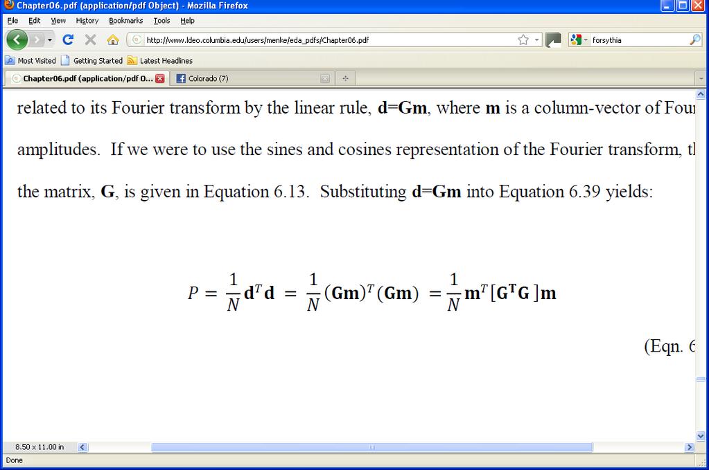 write Fourier Series as d = Gm