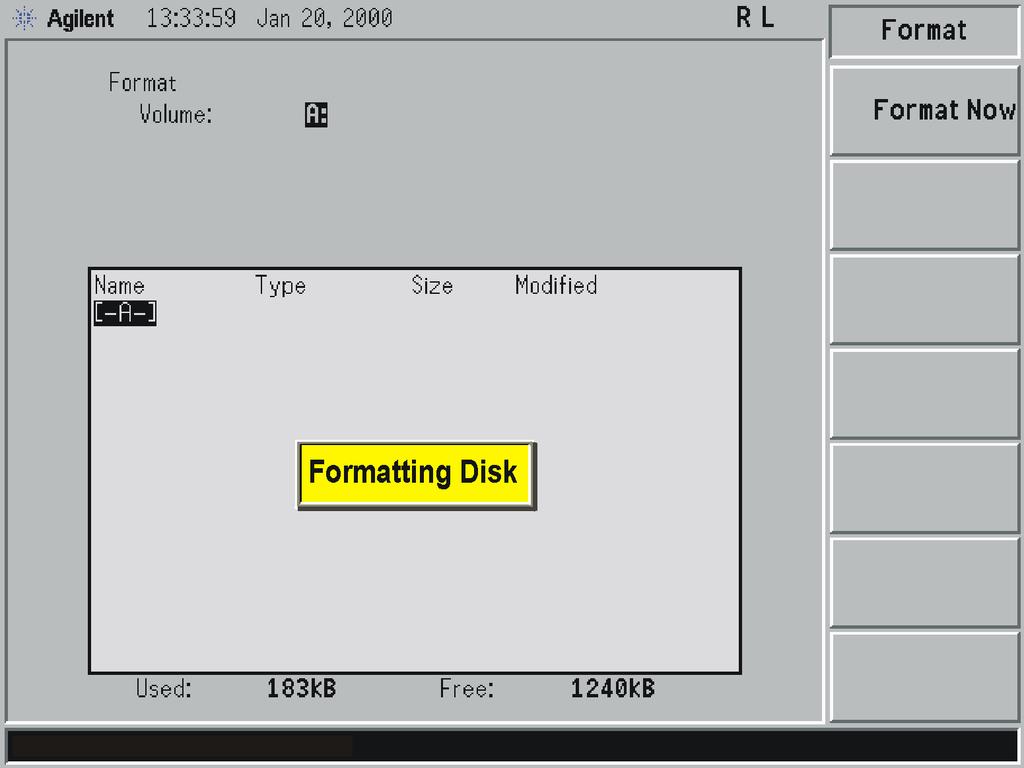 Viewing Catalogs and Saving Files File Menu Functions Formatting a Floppy Disk You can format a floppy disk in the analyzer. The format is MS-DOS 1.