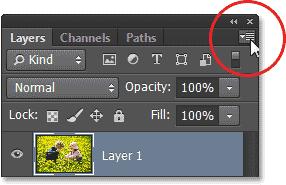 Clicking on the Layers panel s menu icon. Choose Create Clipping Mask from the menu that appears: Choosing the Create Clipping Mask command from the menu.