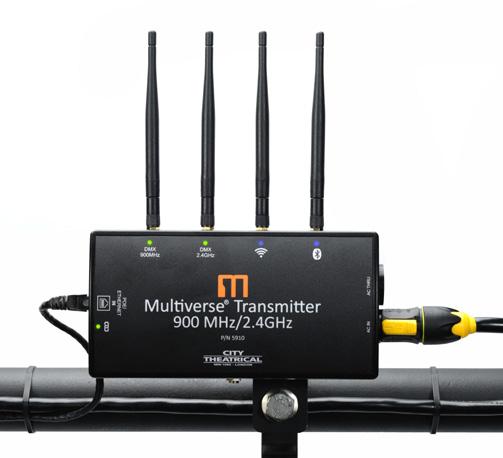 The Transmitter has a Bluetooth radio receiver built in that allows it to communicate with City Theatrical s multi award winning DMXcat app from the user s smartphone.