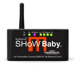 Specifications SHoW Baby Node Transmitter Gateway Part Number 5900 5902 (900MHz/2.4GHz), 5903 (2.4GHz) 5910 (900MHz/2.4GHz), 5911 (2.4GHz (x2)), 5912 (900MHz (x2)) 5920 (900MHz/2.4GHz), 5921 (2.