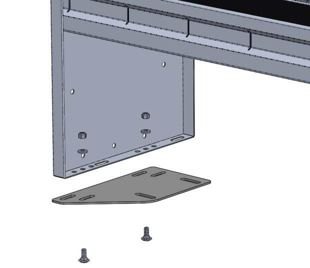 Step 7 Bolt 4016A-43-001 (3) to the bottom of the shelf siding using two 5/16" carriage bolts (D),