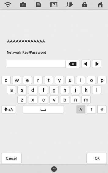 WIRELESS NETWORK CONNECTION FUNCTIONS d Enter the network key (pssword) tht ws noted, nd then press. f Press to exit the setup.