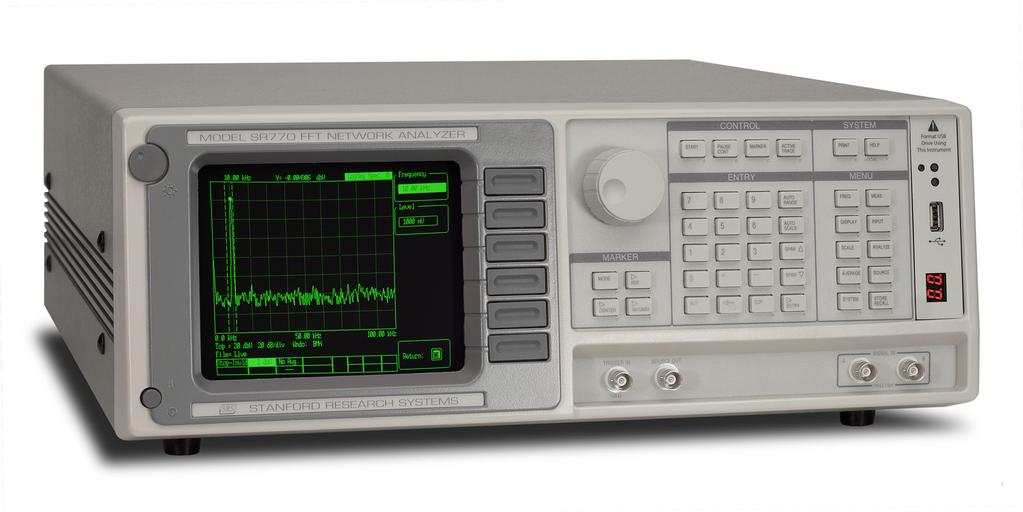 FFT Spectrum Analyzer SR770 100 khz single-channel FFT spectrum analyzer SR7770 FFT Spectrum Analyzers DC to 100 khz bandwidth 90 db dynamic range Low-distortion source Harmonic, band & sideband