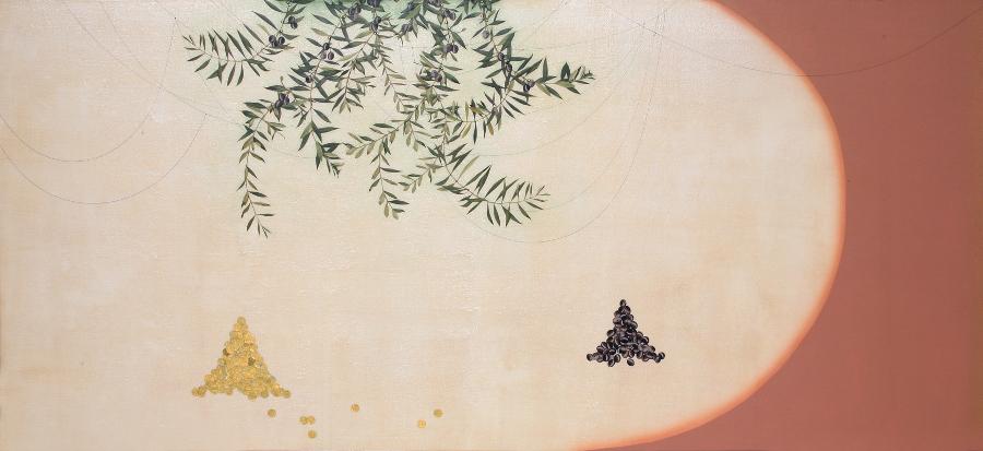 screen paintings of such artists as Maruyama Okyo (1733-1795), or details of pendulous tree branches reminiscent of the screens of Sakai Hoitsu (1761-1828) and other Rimpa-style artist of the 18th