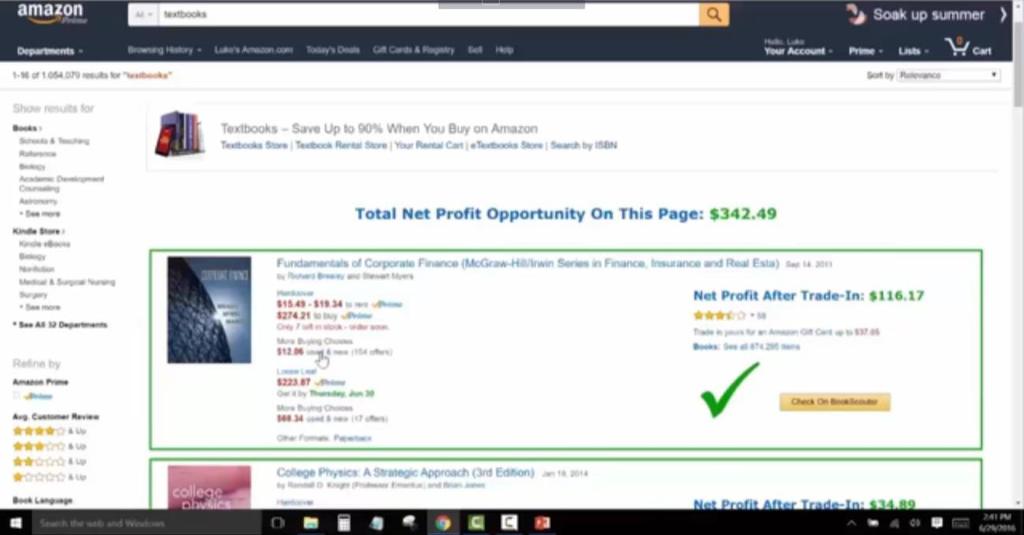 potential to bring in $342.49. So, if all of these books were able to be resold, you would have already met the income goal with just one click.