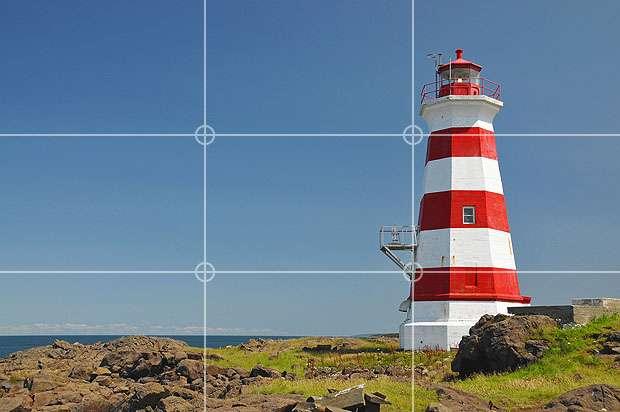 Vertical subjects such as this lighthouse can split a photo in two, in much the same way as