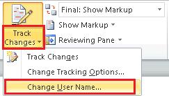 1.4.4. Change of MS Word user When deleting proposed new texts already marked up with track changes, the text would disappear if it is