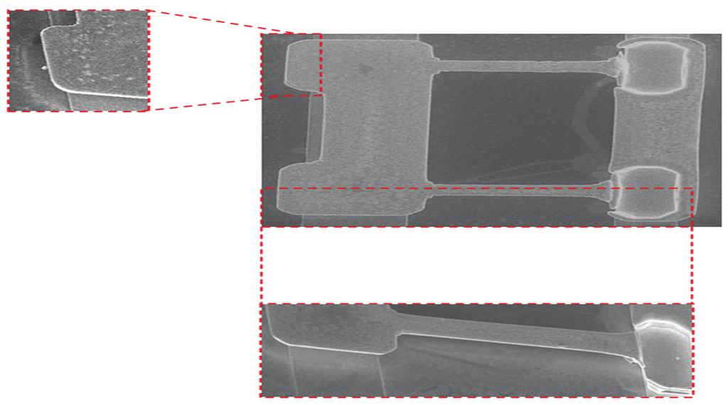 4 Conference Papers in Engineering Tiny post Top view Side view Figure 5: SEM photo of cantilever beam MEMS switch. photoresist determines the height of the cantilever.