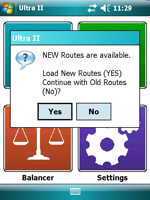 1.1 Routes Selecting the Compass icon from the main menu opens up the Routes option, which allows the user to run pre-determined routes which have been set up using C-Trend II TM.