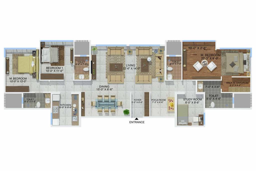ROSA Type Carpet Area 2 BHK COMBO 1397 Sq. Ft. N UNIT PLAN Disclaimer: Floor plan is for marketing purpose and is to be used as a guide only.