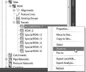 commands unique to Civil 3D, such as Zoom To and Pan To, shown in Figure 1.9 (right).